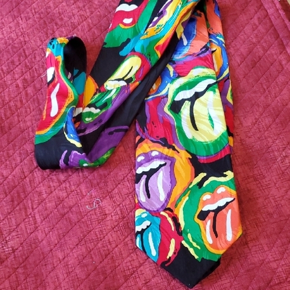 PAINTED TONGUES "Rare" Rolling STONES SILK TIE VINTAGE 1994 - Picture 6 of 8